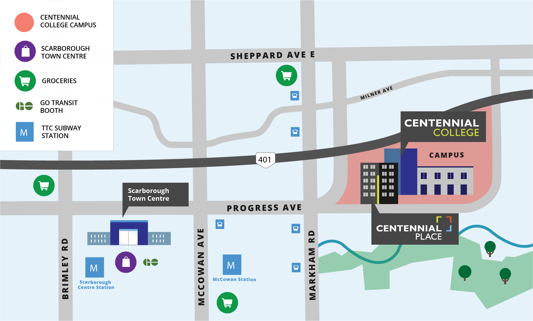 Map of the area near Centennial Place