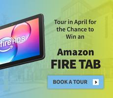 Tour in April for a chance to win an Amazon Fire Tab.