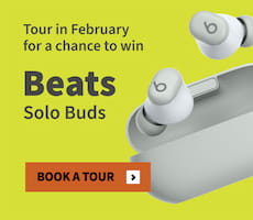 Tour in February for a chance to win Beats solo buds. Book a tour