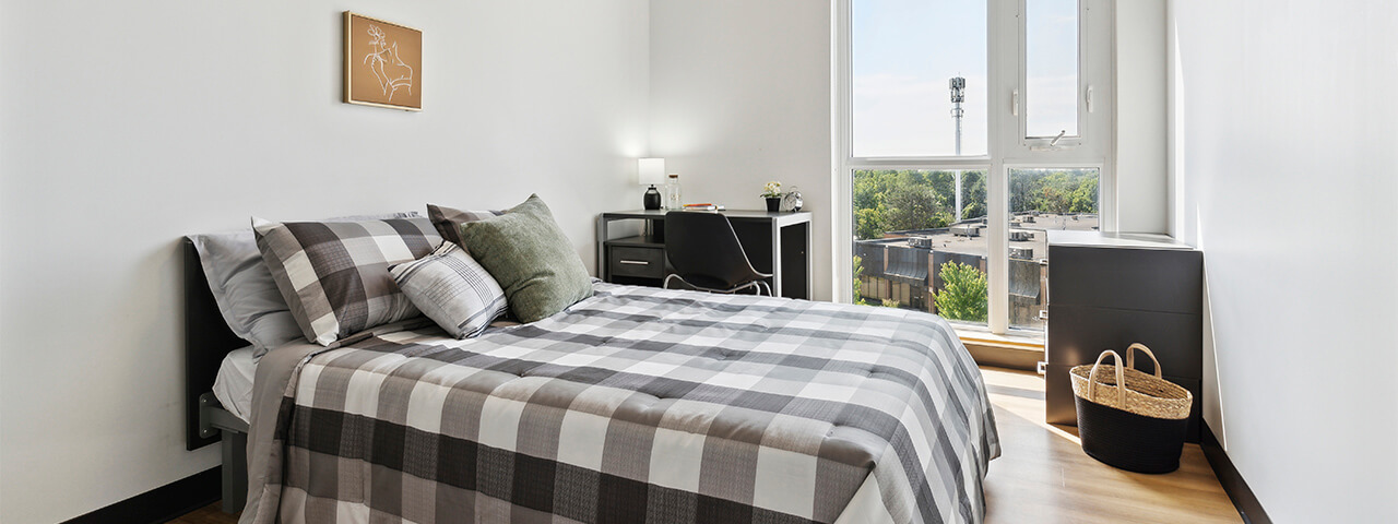 A room at Centennial Place Residence on Centennial College Campus in Toronto.